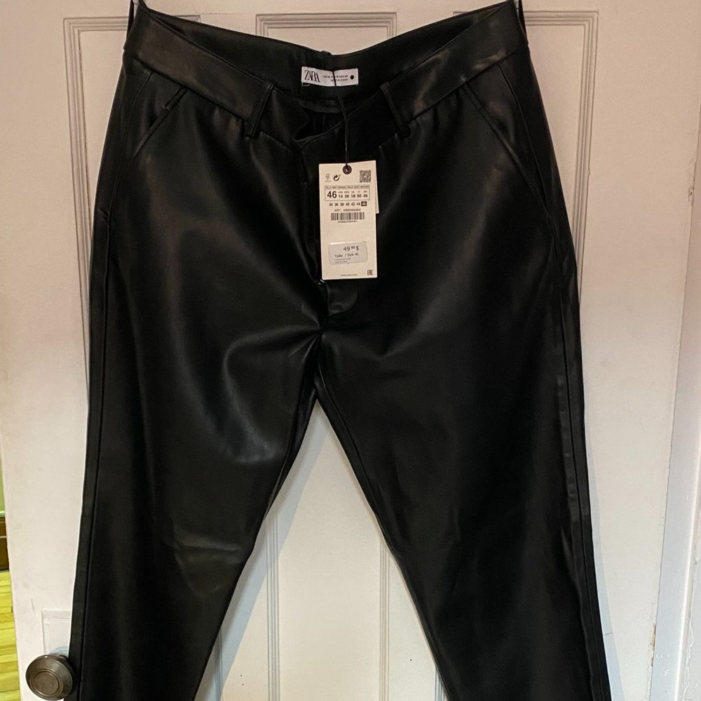 Zara Faux Leather Chino Fit Trousers (46)